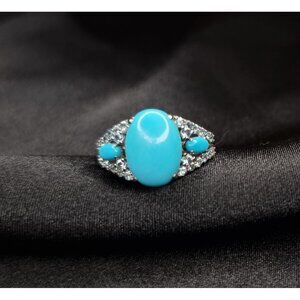 Dk Signed 925 Sterling Silver Ring With Composite Turquoise Size 9.5